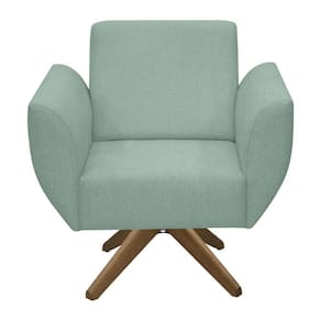 Poltrona Jolly Decorativa Com Base Madeira Em Tecido Boucle Verde