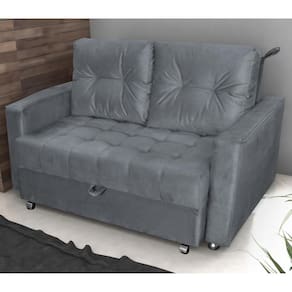 Sofá Cama 2 Lugares Duleek Veludo Chumbo
