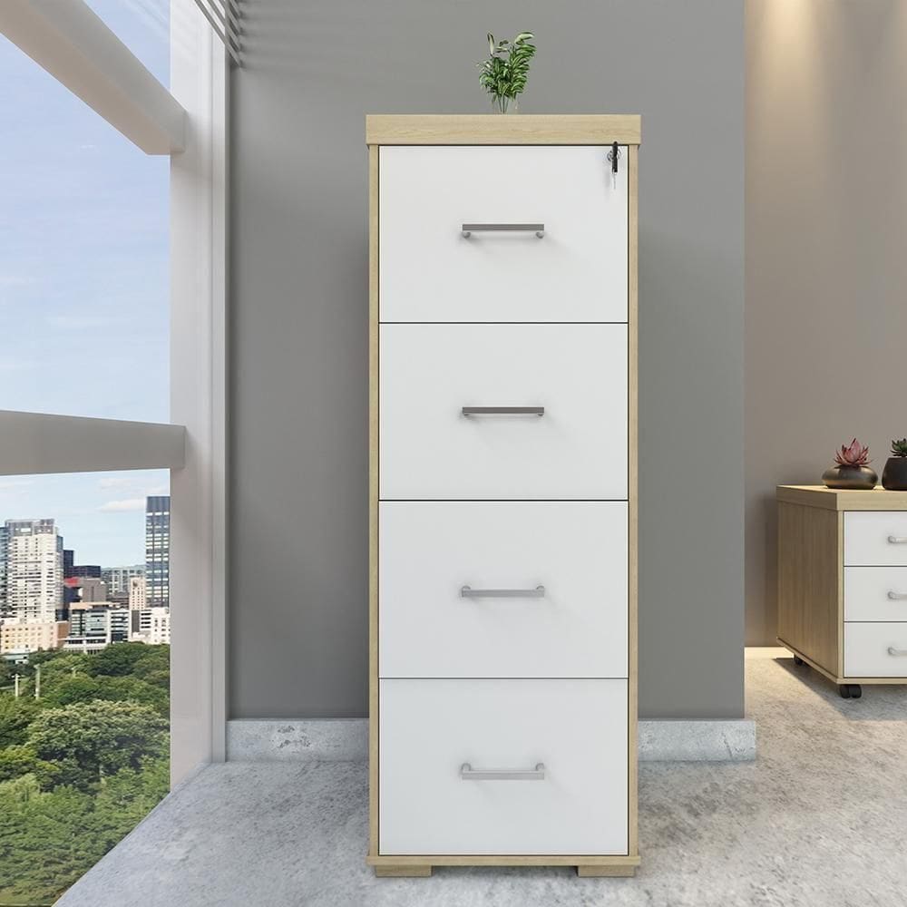 Arquivo Com 4 Gavetas Coventry Carvalho Branco