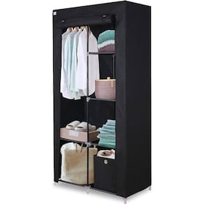 Guarda-Roupa Portátil Duplo com Cabideiro e 5 Prateleiras