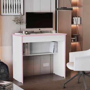 Mesa Escritório 1 Gaveta Castrovillari Branco Rosa