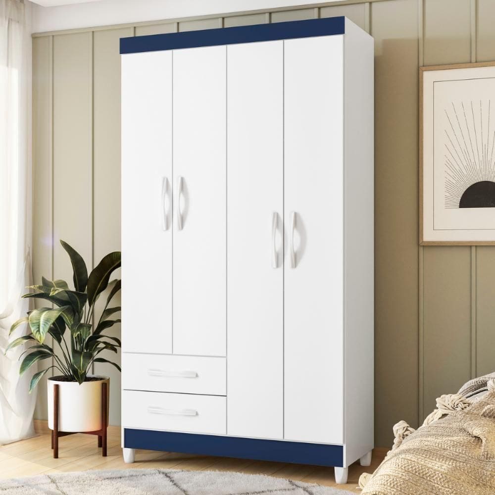 Guarda Roupa 4 Portas Valentina Azul