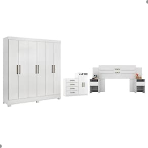 Conjunto Quarto De Casal Completo Ferrara Branco