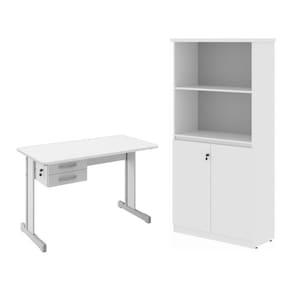 Armario E Mesa Para Escritório 1,20 Geórgia Branco