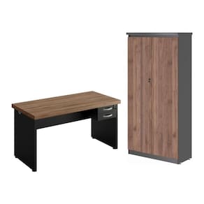 Mesa 1200 Com Armario 2 Portas Alpha Noce Preto