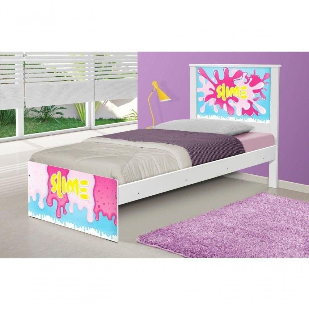 Cama Solteiro Com Cabeceira Slime Menina