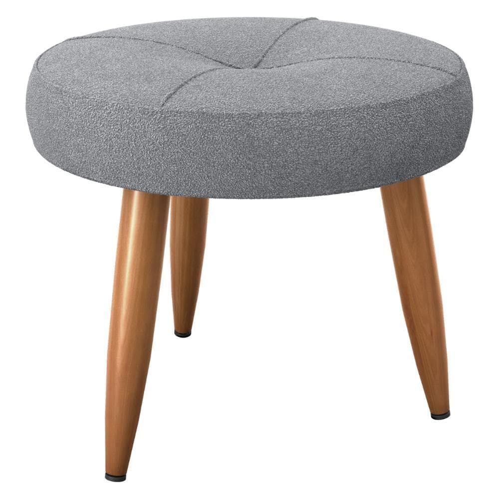 Puff Redondo Para Sala Miami Boucle Cinza