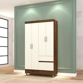 Guarda Roupa 4 Portas Spectra Imbuia Champanhe