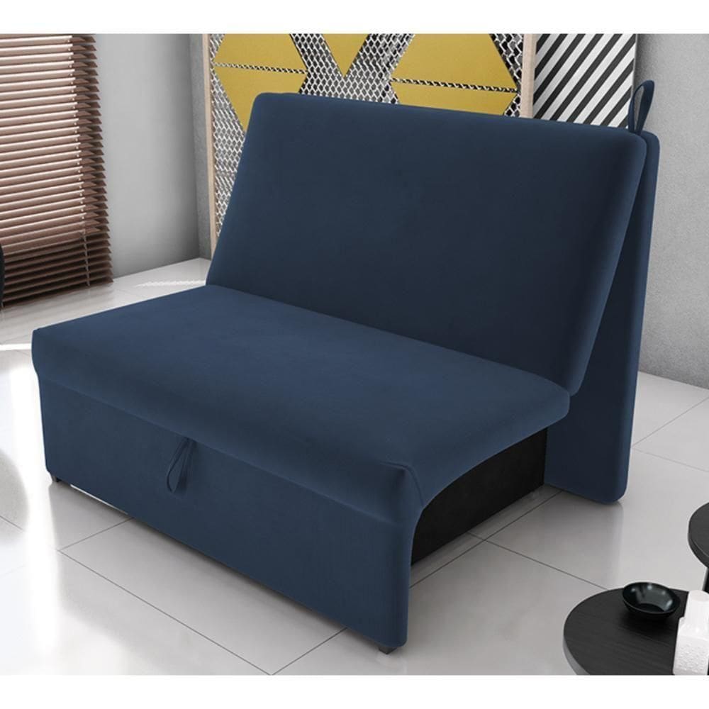 Sofá Cama Para Descanso Alice Suede Azul