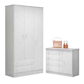 Cômoda E Roupeiro Com 3 Portas Leicester Branco Branco