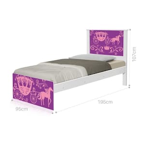 Cama Solteiro Com Cabeceira Adesivada Carruagem Princesa
