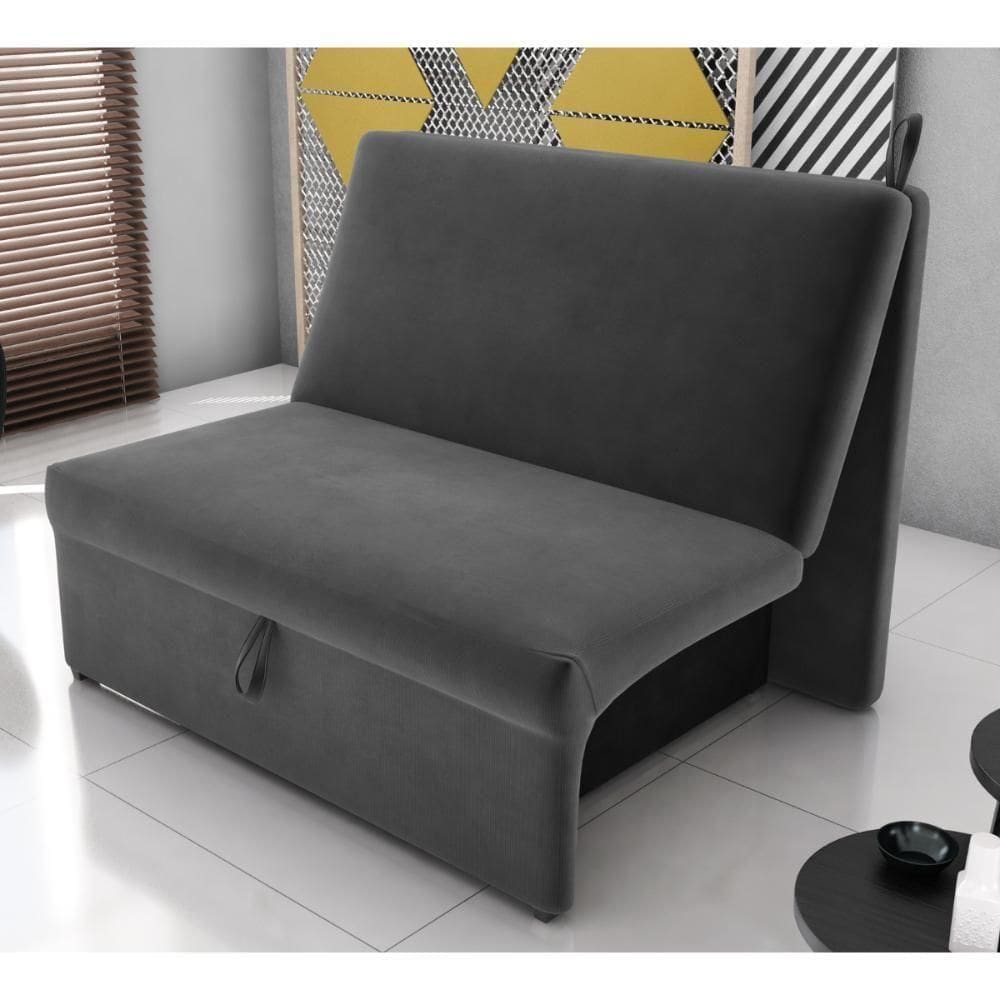 Sofá Cama Para Descanso Alice Suede Cinza