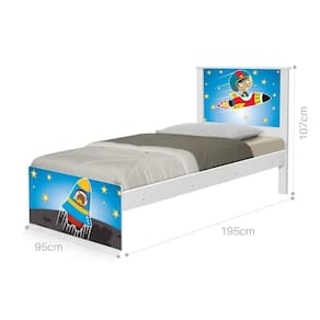 Cama Solteiro Com Cabeceira Adesivada Astronauta