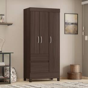 Conjunto Guarda Roupa 3 Portas E Sapateira Nilo Cafe Touch