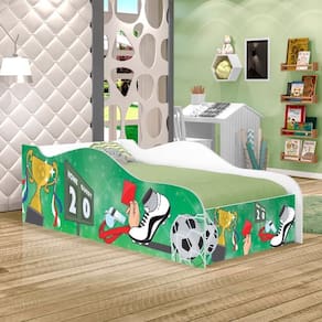 Cama Carro Fun Adesivada Partida De Futebol Solteiro