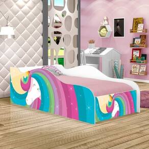 Mini Cama Fun Unicórnio Arco íris Infantil Com Colchão