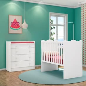 Conjunto Quarto Infantil Cômoda E Berço Louis Branco