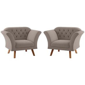Conjunto Poltrona Decorativa Roseira Inca Sépia