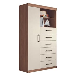 Cômoda Multiuso 6 Gavetas 1 Porta Suzhou Jatobá Areia