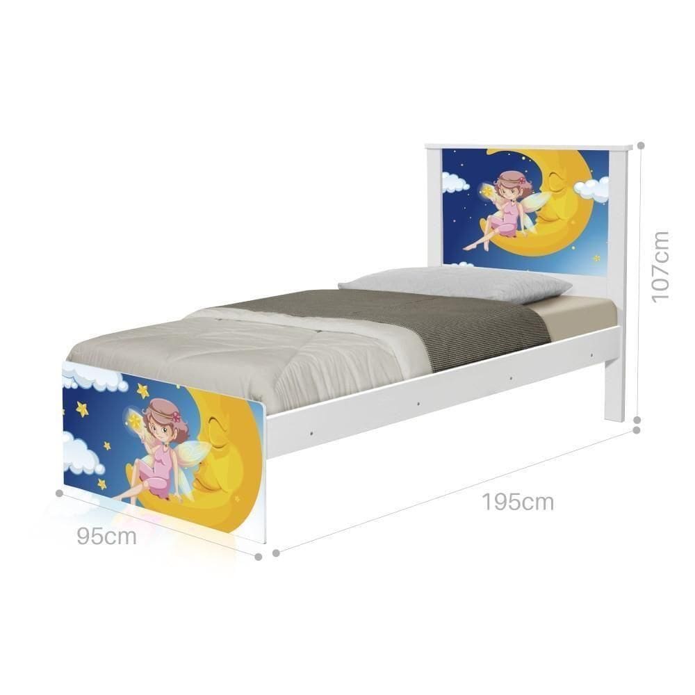 Cama Solteiro Adesivada Fadinha Encantada Com Colchão