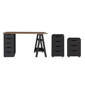 Conjunto Escritório Completo Solingen Nogal Preto