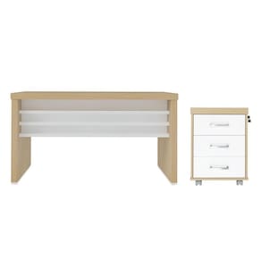 Conjunto Escrivaninha E Gaveteiro Oldham Carvalho Branco
