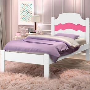 Cama Solteiro Com Cabeceira Iris Branco Rosa