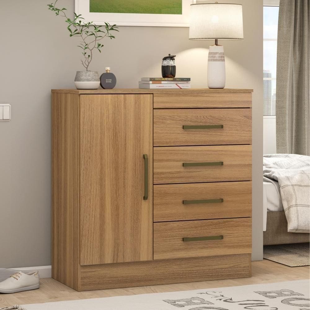 Comoda 4 Gavetas 1 Portas Haley Amendola