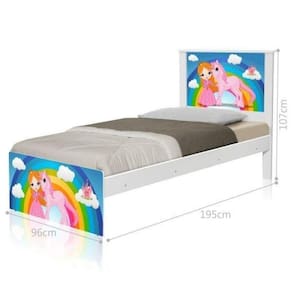 Cama Juvenil Barcelona Princesa E Unicórnio Com Colchão