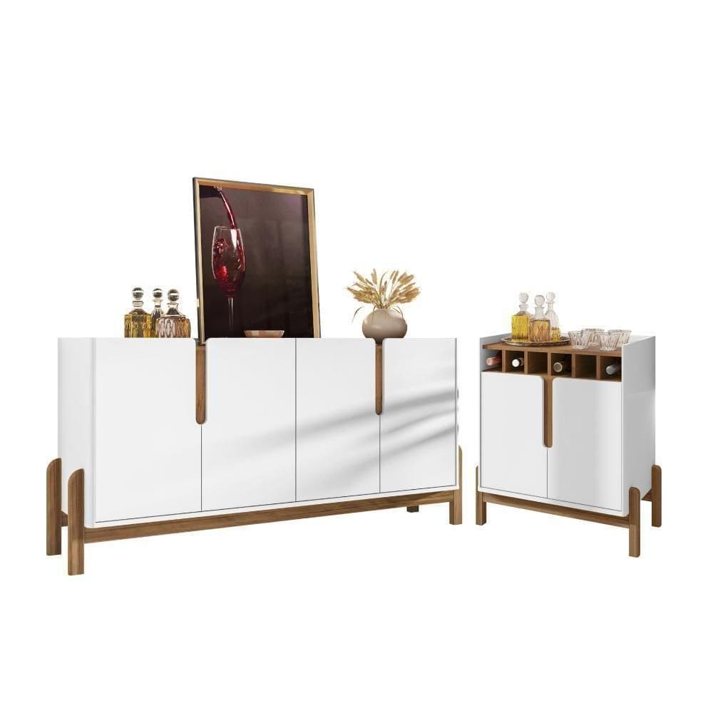 Conjunto Buffet E Bar Ramp Branco Cedro