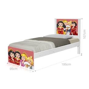 Cama Solteiro Com Cabeceira Adesivada Princesas Medievais