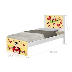 Cama Solteiro Adesivada Joaninha Com Colchão