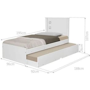 Cama Solteiro Barcelona Com Auxiliar - Branco - Tebarrot