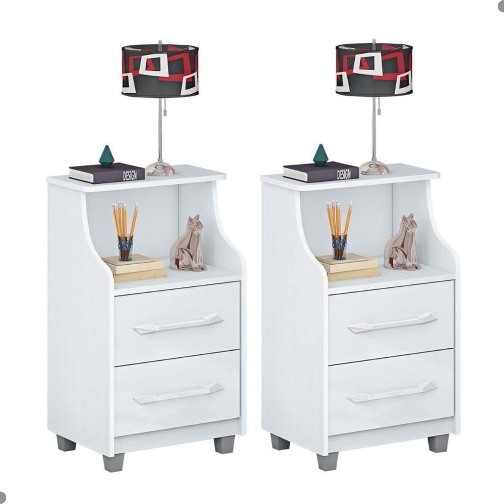 Conjunto 2 Topázio Branco Com 2 Gavetas