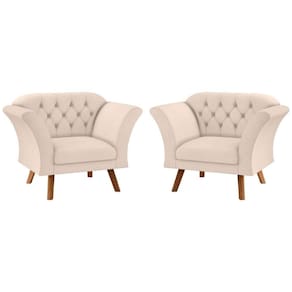 Conjunto Poltrona Decorativa Roseira Linha Bege
