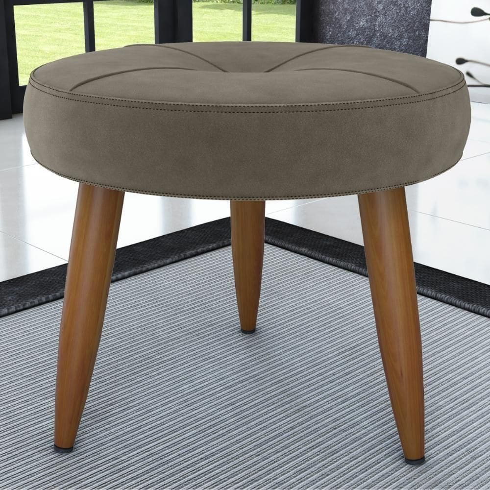 Puff Redondo Para Sala Miami Veludo Cappuccino