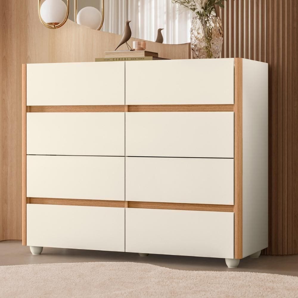 Comoda Tampo Vidro Ubarana Branco Freijo