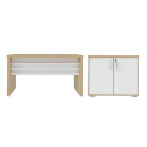 Conjunto Escrivaninha E Balcão Coldfield Carvalho Branco