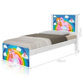 Cama Juvenil Com Cabeceira Barcelona Princesa E Unicórnio
