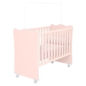 Berço Com 4 Pés Rodizio Tóquio Rosa Acetinado