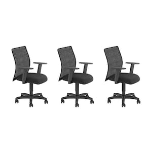 Conjunto 3 Cadeiras Executivas Class New Giratória Six Preta