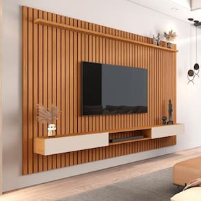 Conjunto Painel Ripado E Nicho 218 Riviera Nature Off White