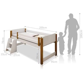 Cama Solteiro Paty Branco Com Mel Com Baú Adesivado Filhote Azul