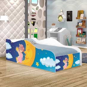 Cama Carro Fun Adesivada Fadinha Encantada Solteiro