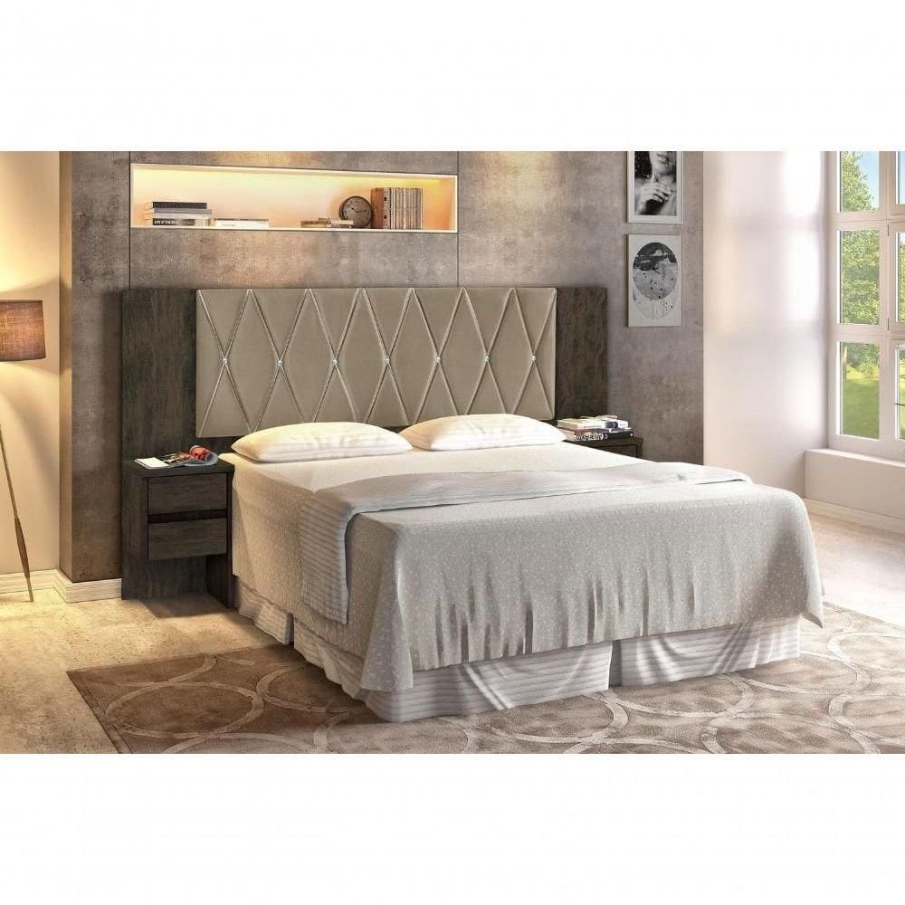 Cabeceira Regulável Oliveira Nogal E Bege