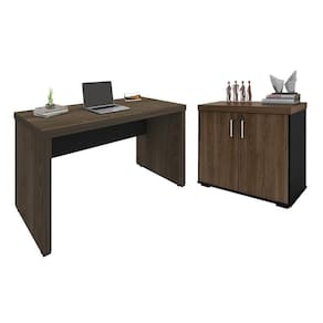 Conjunto Escrivaninha E Balcão Coldfield Charuto Preto