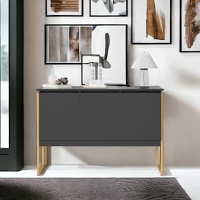 Aparador Buffet Para Sala Industrial Oslo Preto Dourado