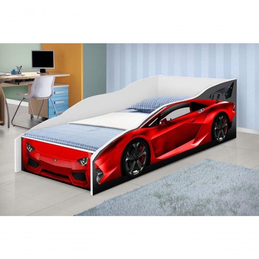 Cama Solteiro Carro Vermelho Com Colchão