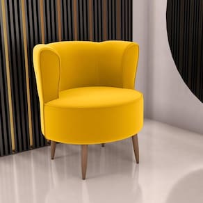 Poltrona Decorativa Para Sala Amapá Veludo Holland Amarelo
