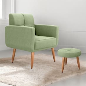Jogo Poltrona E Puff Para Sala Hazen Boucle Oliva